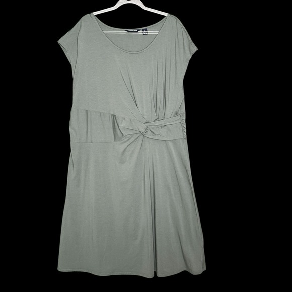 Lands' End Dresses & Skirts - Lands' End Size 2X Dress Side Rouched Fit & Flare Cap Sleeve Green‎ Knit Jersey